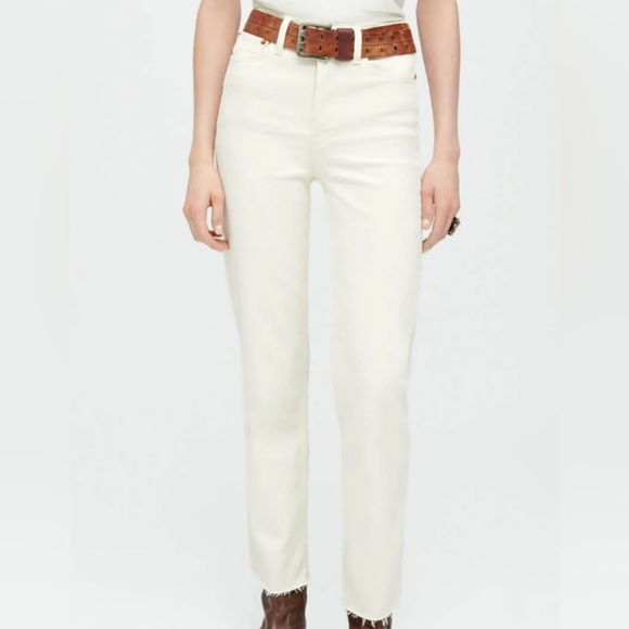 Redone Stovepipe Straight Leg Button Fly Cream Color Jeans Size 25 - Picture 1 of 7